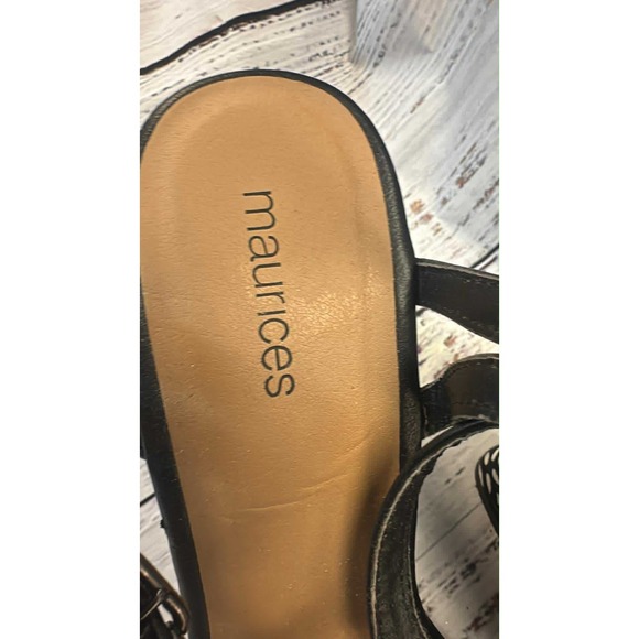 Maurices Black White Cutout Wedge Sandals Women's Size 10 - Picture 2 of 5